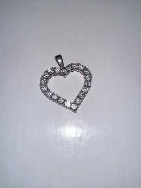 Sterling Silver & CZ Pendant Heart-Shaped Pendant
